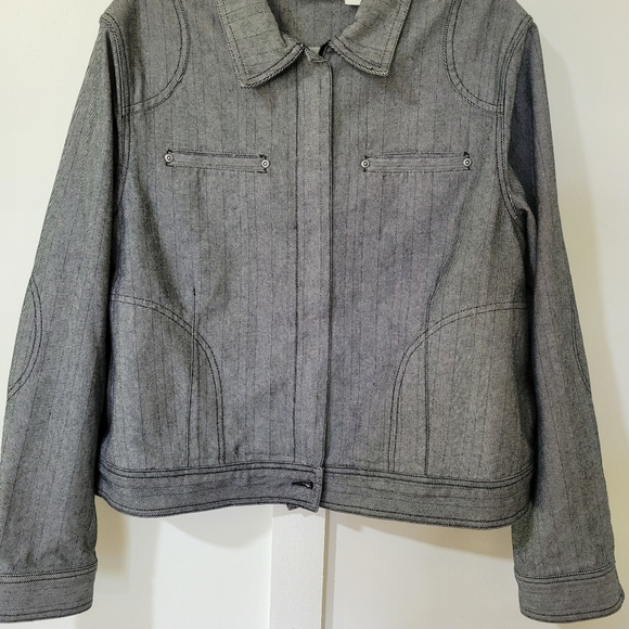 Liz Clairbone Womens Gray Denim Jacket - Picture 2 of 16